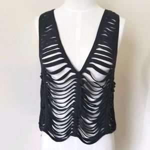 BCBGENERATION knit shredded size M tank top